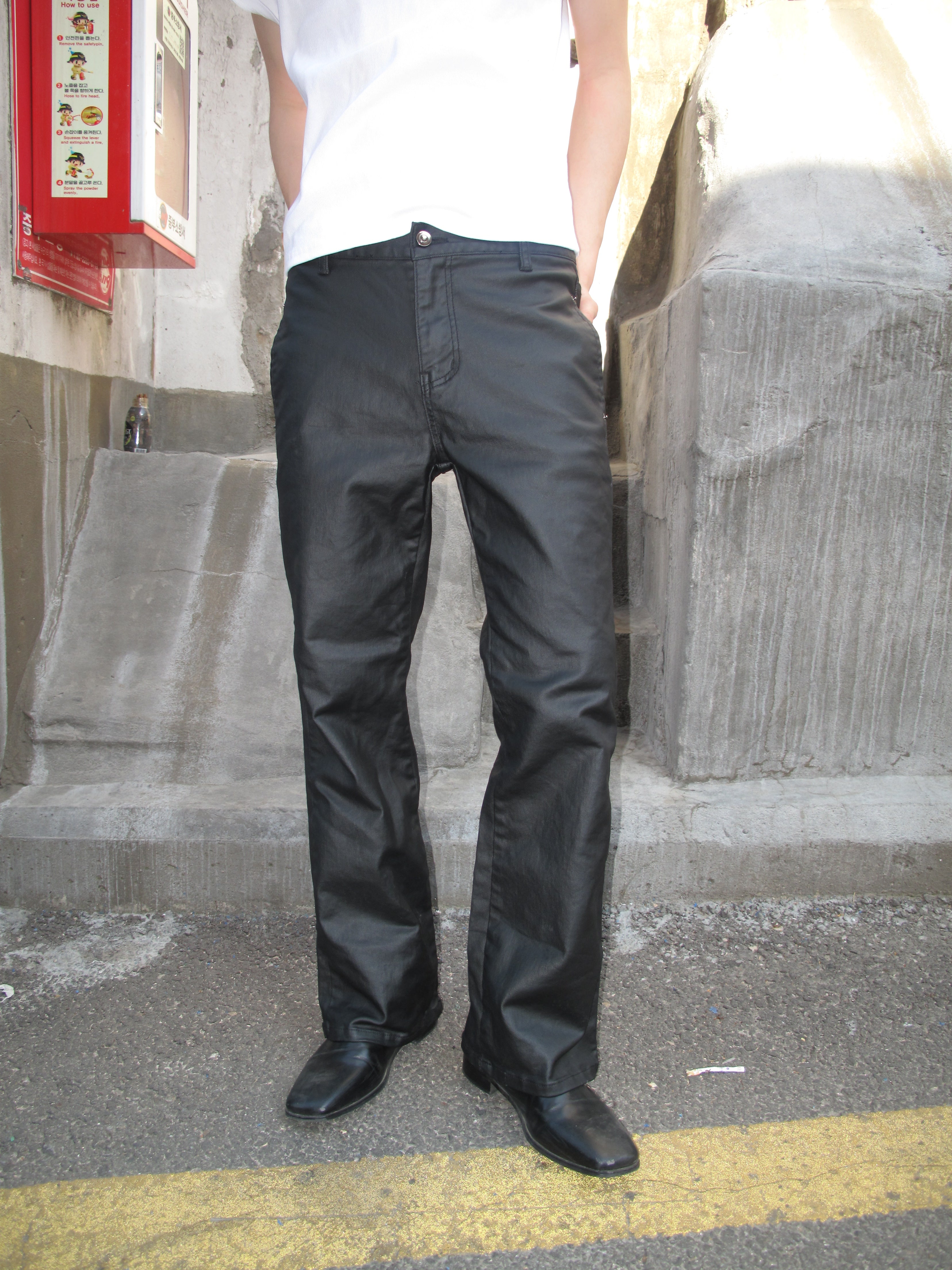 Coated Black Slim-Flare Jeans