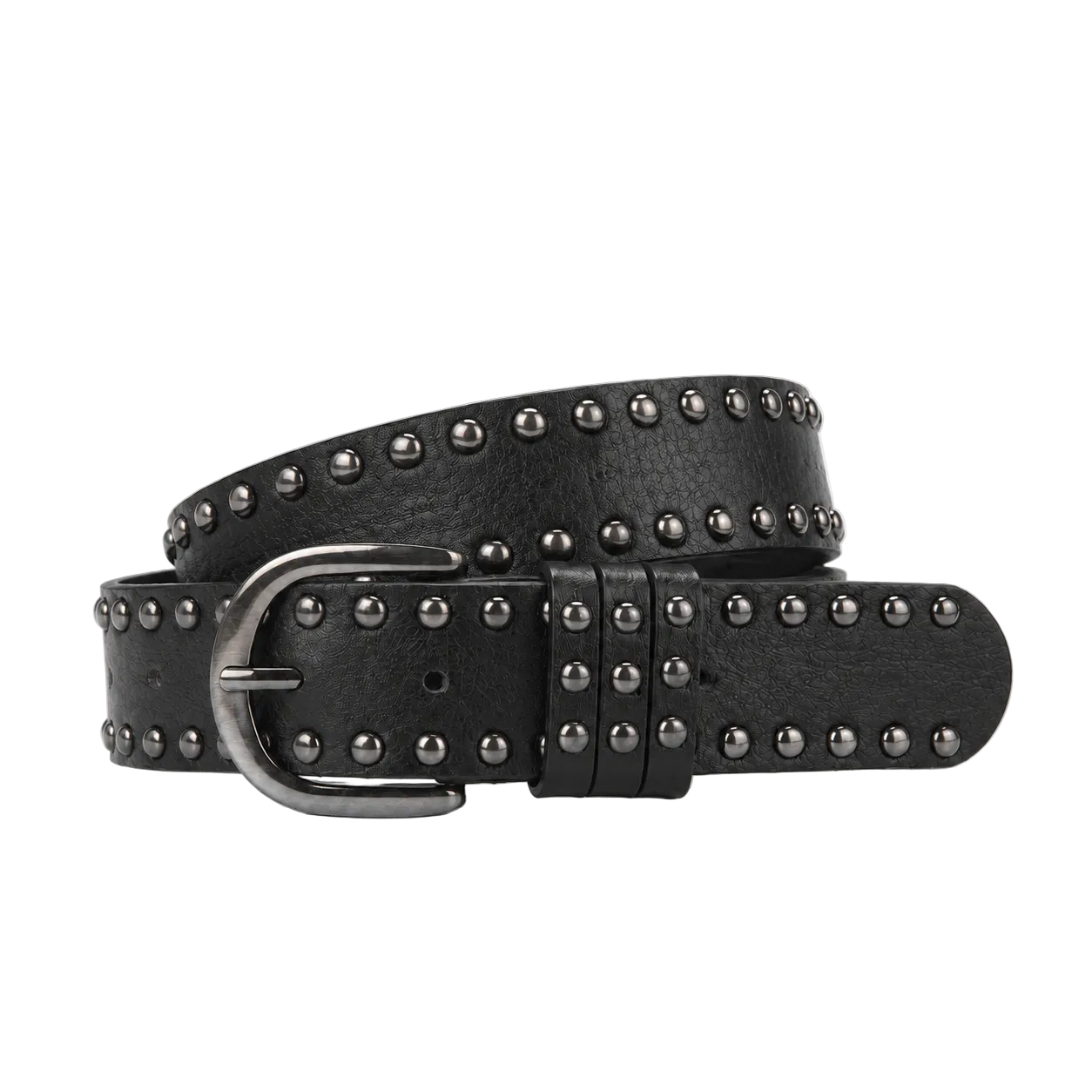 Double-Row Studded Black Belt