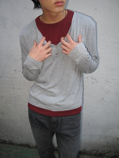 Buckle-Detail Layered Long Sleeve Top