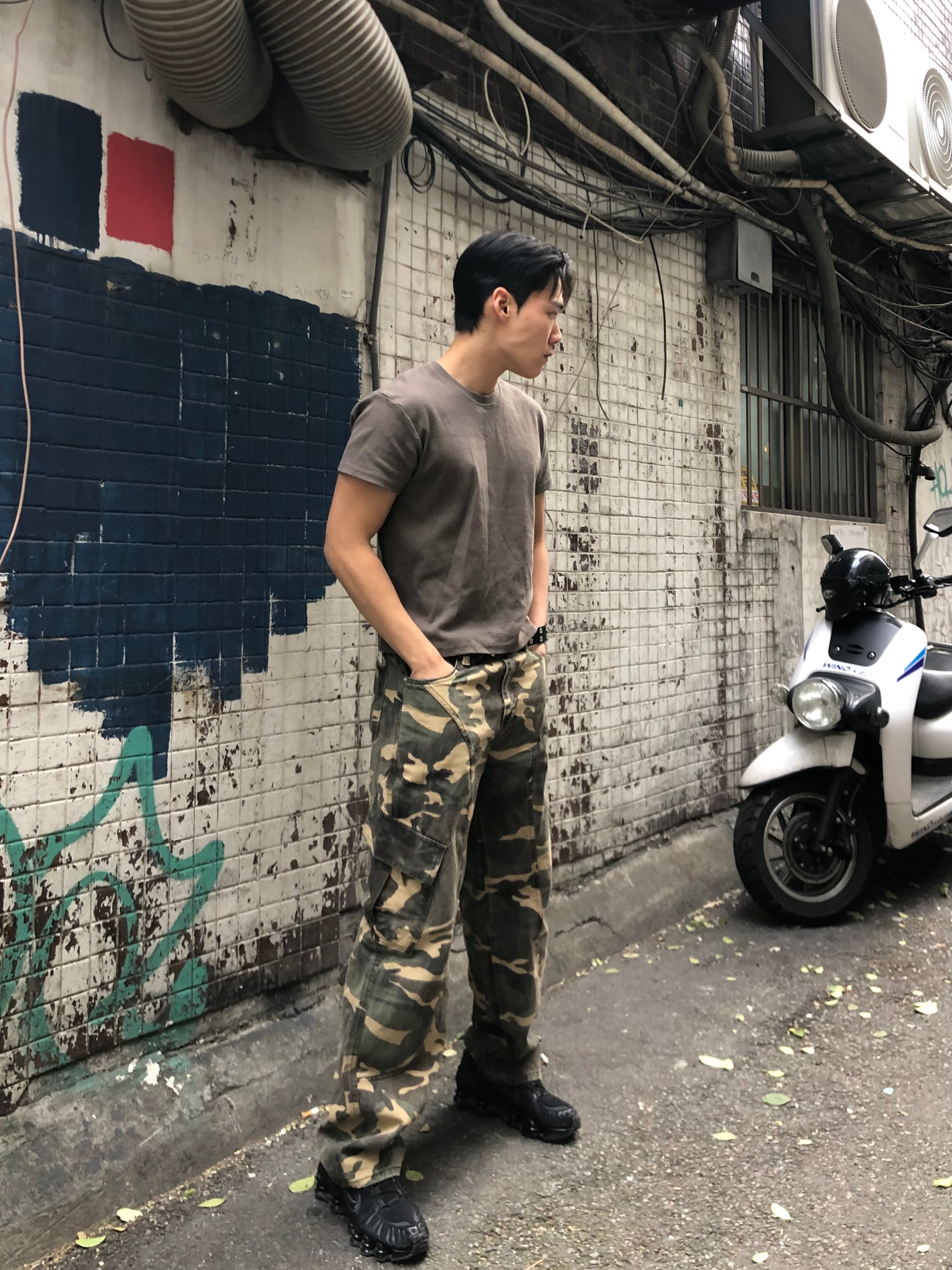 Camo Panel Wide Cargo Pants