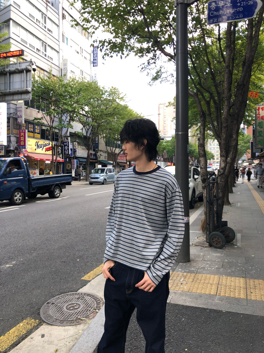 Soft Stretch Stripe Long Sleeve Tee