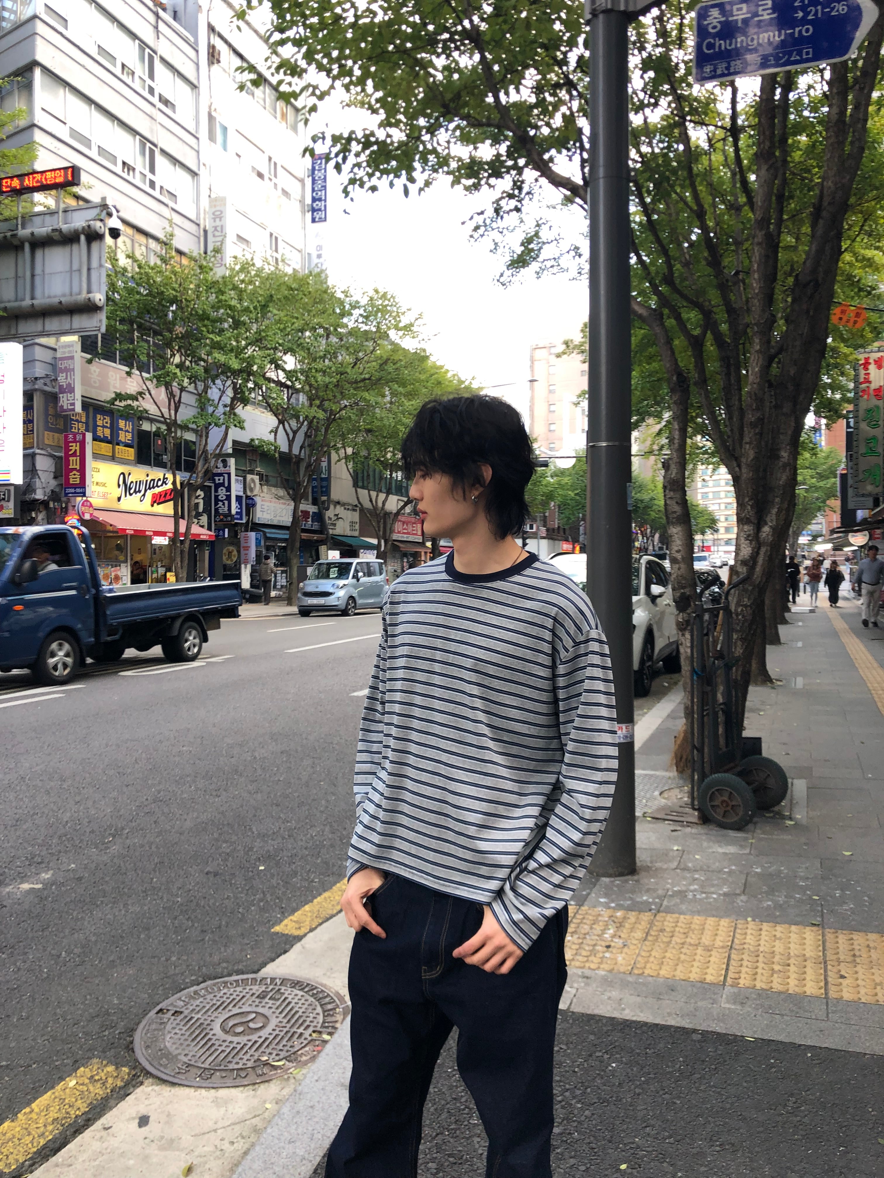 Soft Stretch Stripe Long Sleeve Tee