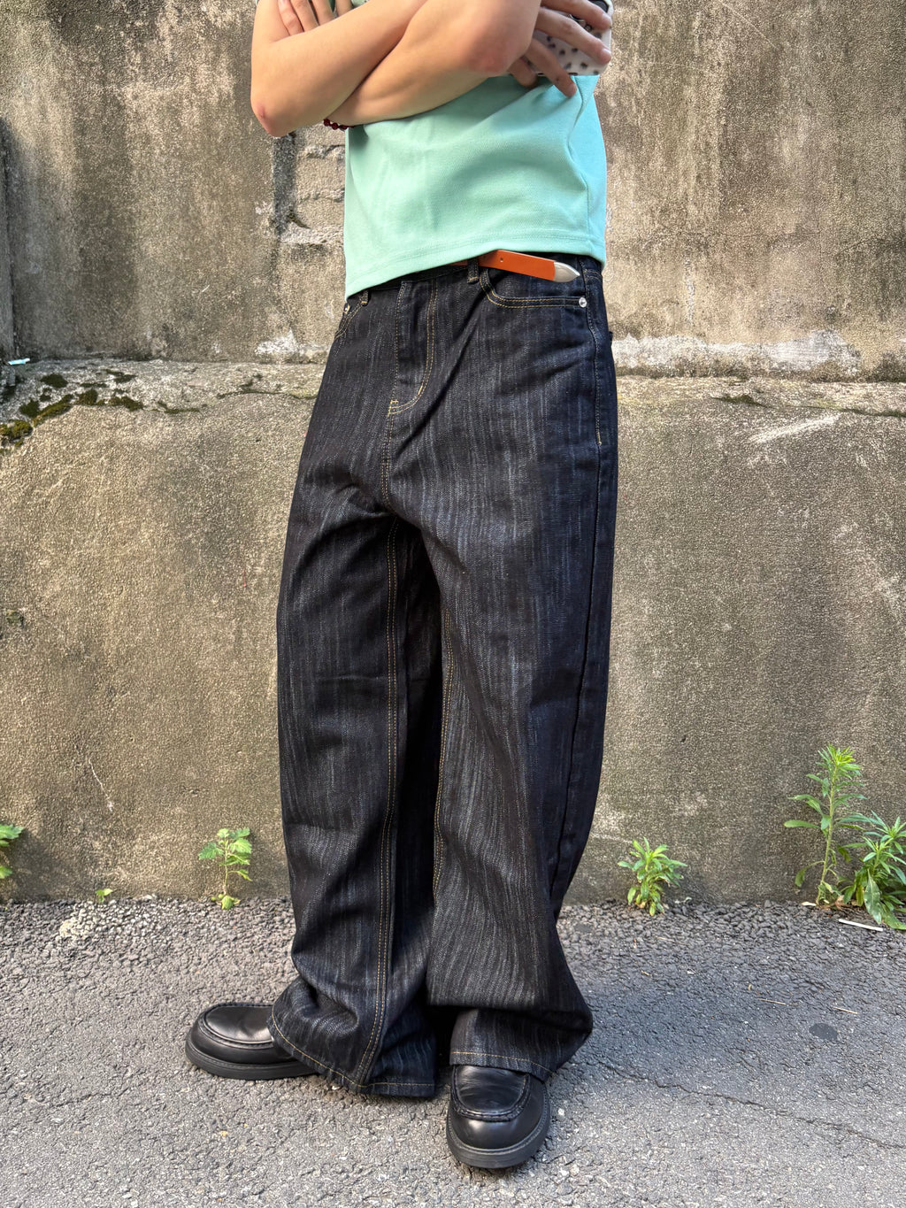 Script-Embroidered Selvedge Jeans