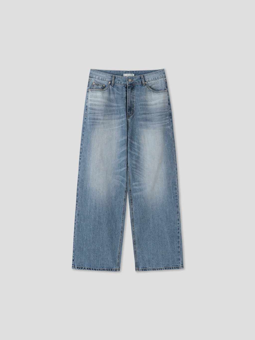 Washed Wide-Leg Denim Pants