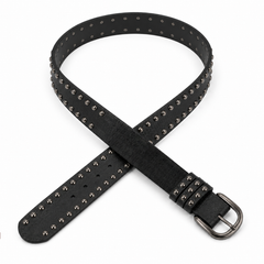 Double-Row Studded Black Belt
