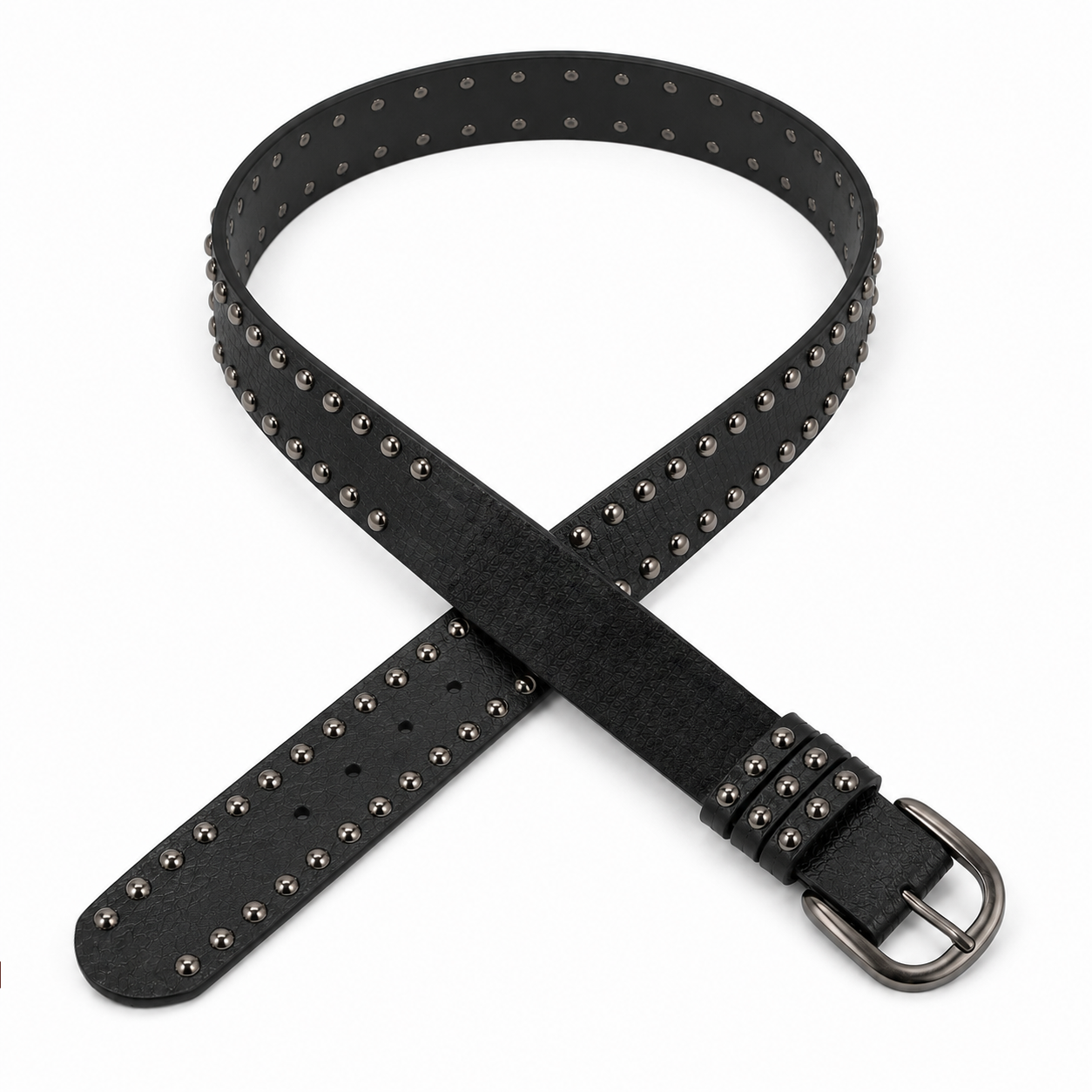 Double-Row Studded Black Belt