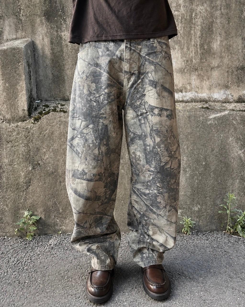 Washed Forest-Camo Balloon Pants