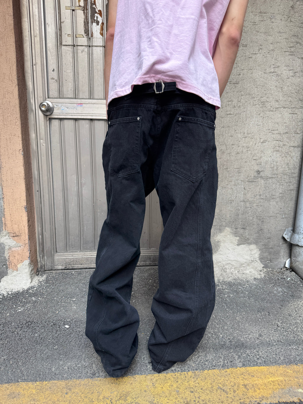 Tab-Pocket Wide Denim Pants
