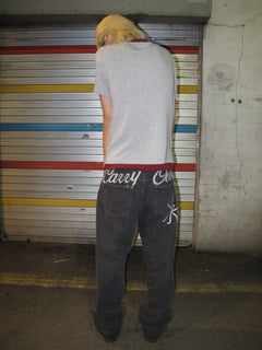 Carry Over Embroidery Wide Denim Pants