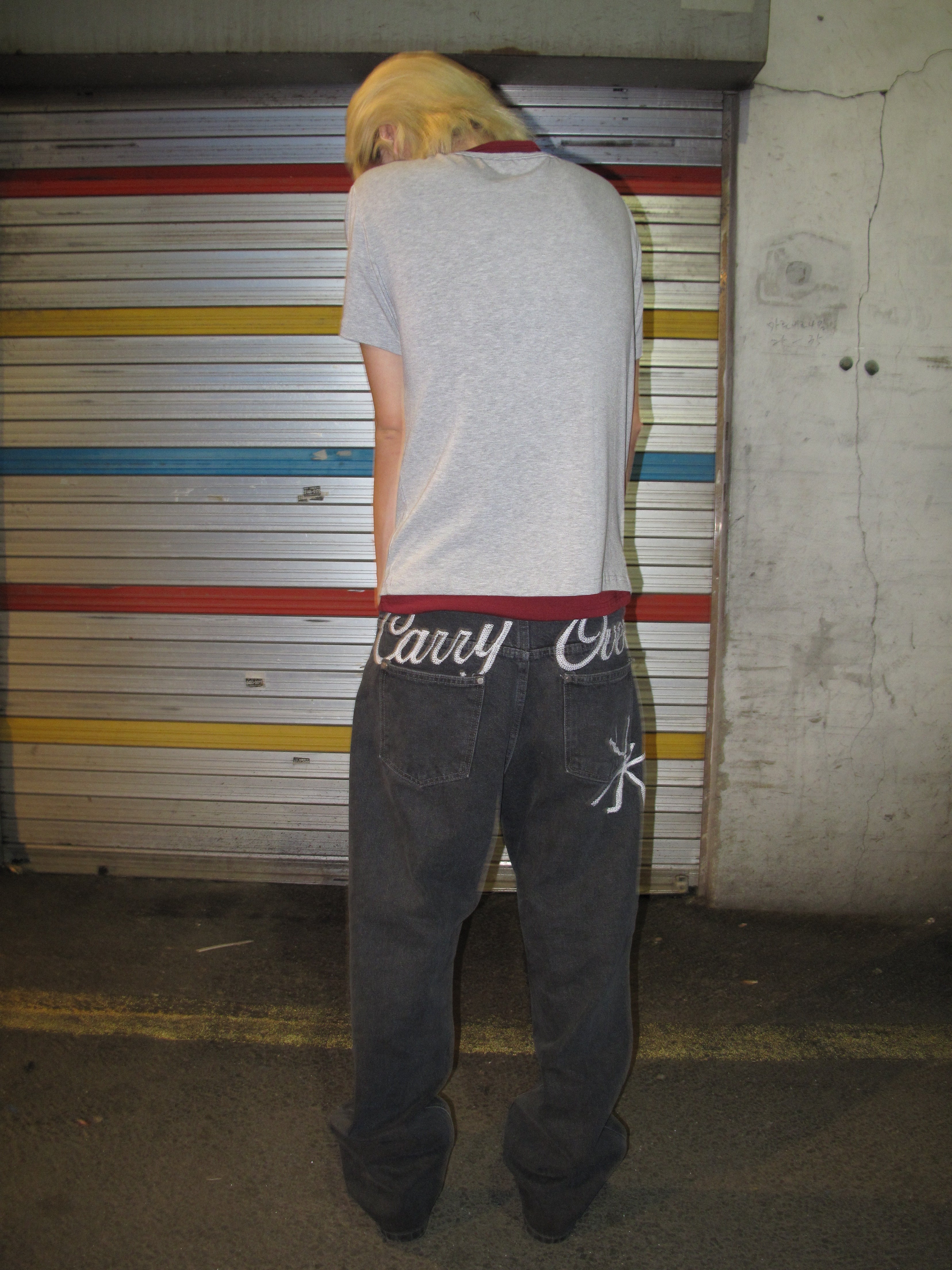 Carry Over Embroidery Wide Denim Pants
