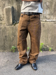 Brown-Black Mid-Wide Denim Pants