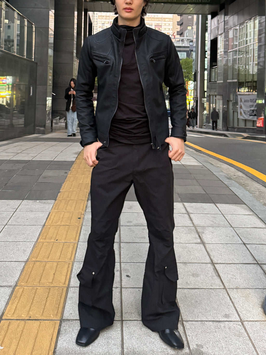 Y2k began leather biker jacket