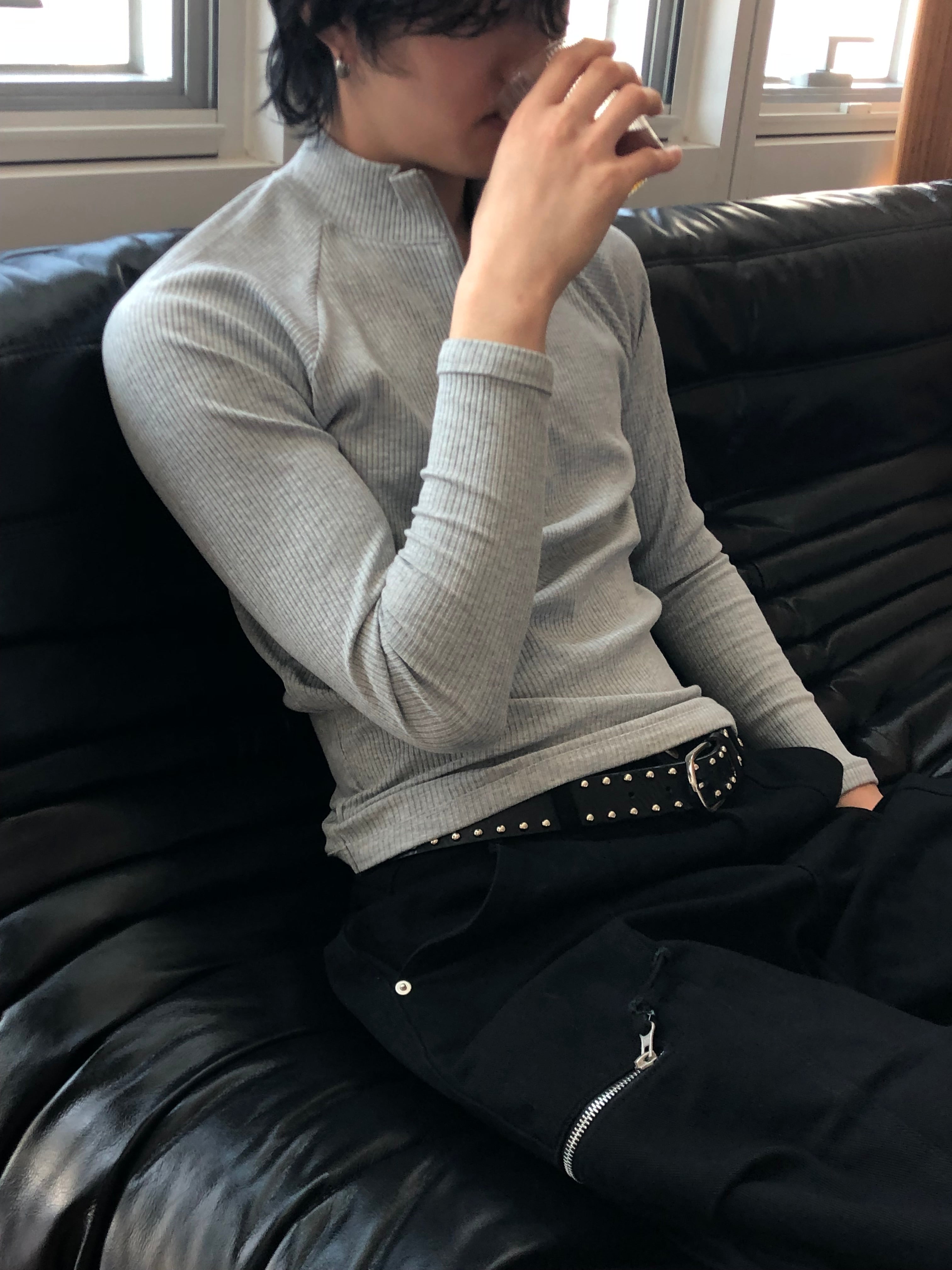 Ribbed Half‑Zip Muscle Top