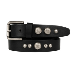 Concho-Stud Slim Leather Belt