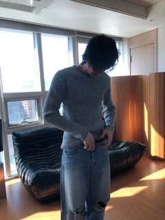 Ribbed Wool‑Blend Knit Sweater
