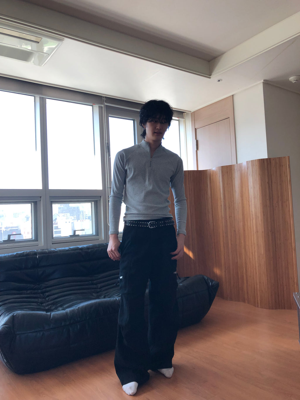 Ribbed Half‑Zip Muscle Top