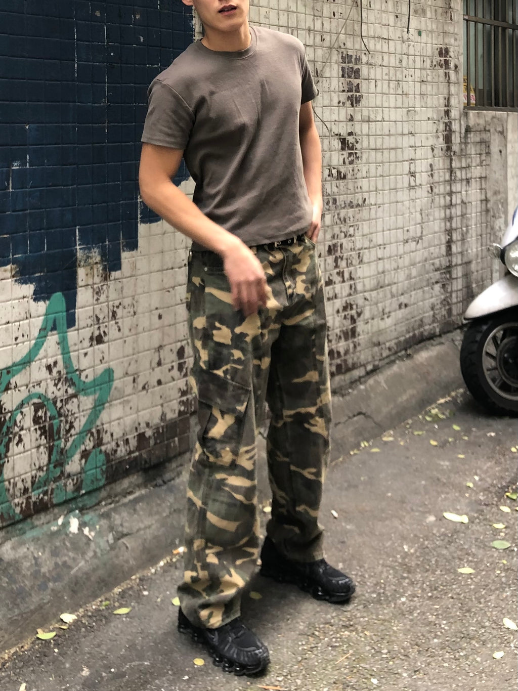 Camo Panel Wide Cargo Pants