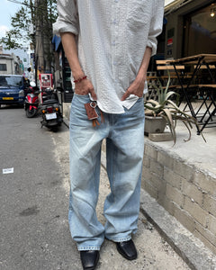 Washed Wide-Leg Denim Pants