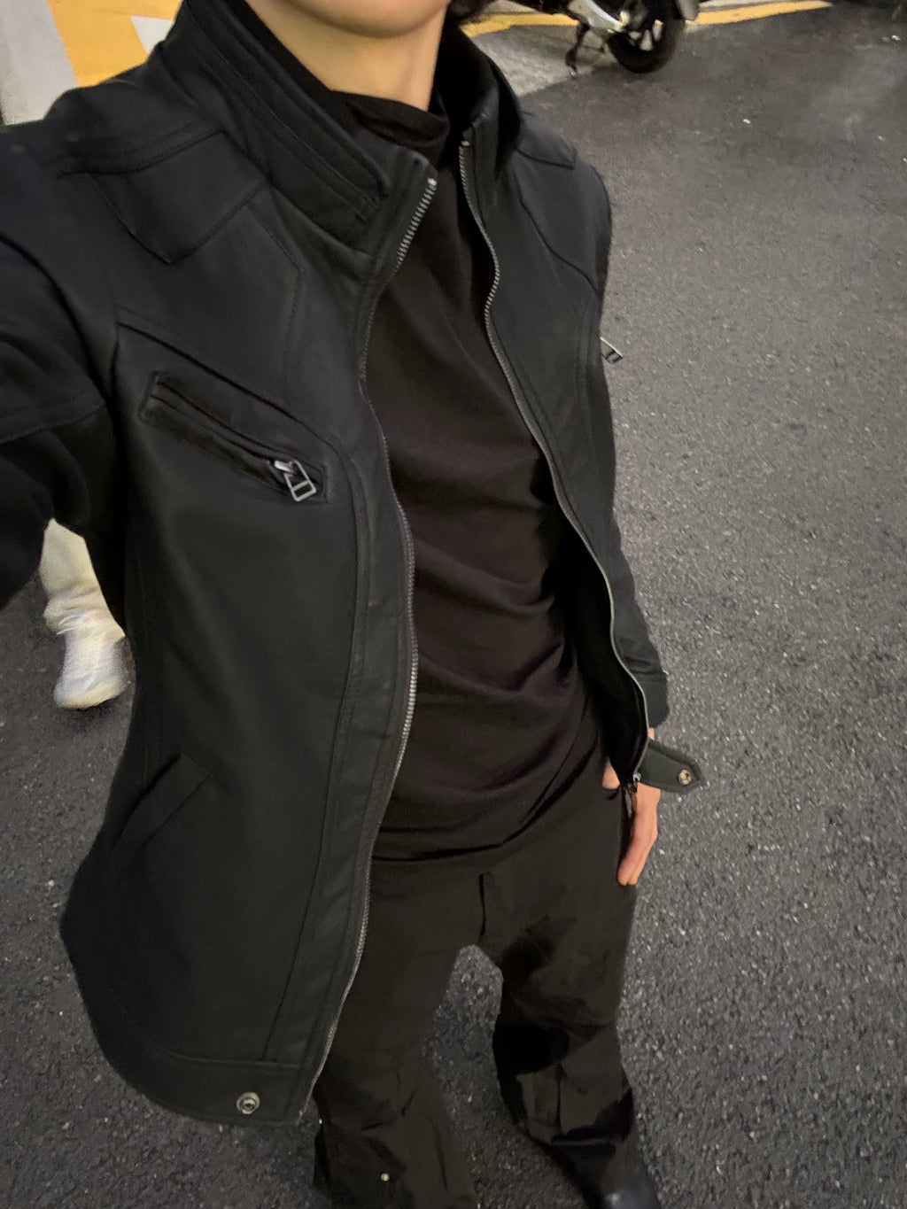 Y2k began leather biker jacket