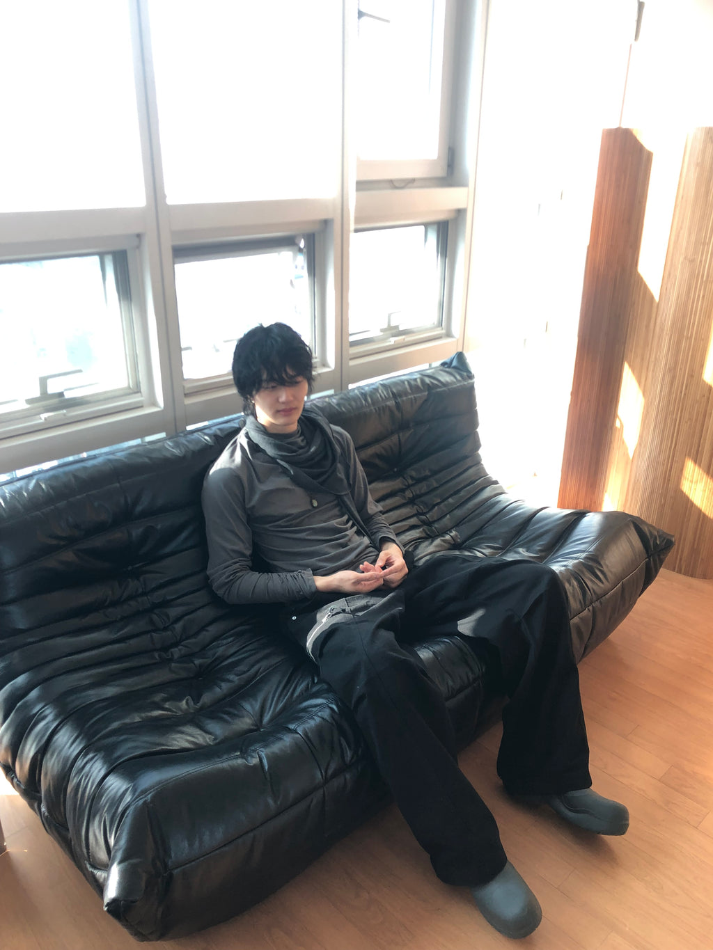 Soft Shirring Long Sleeve Top