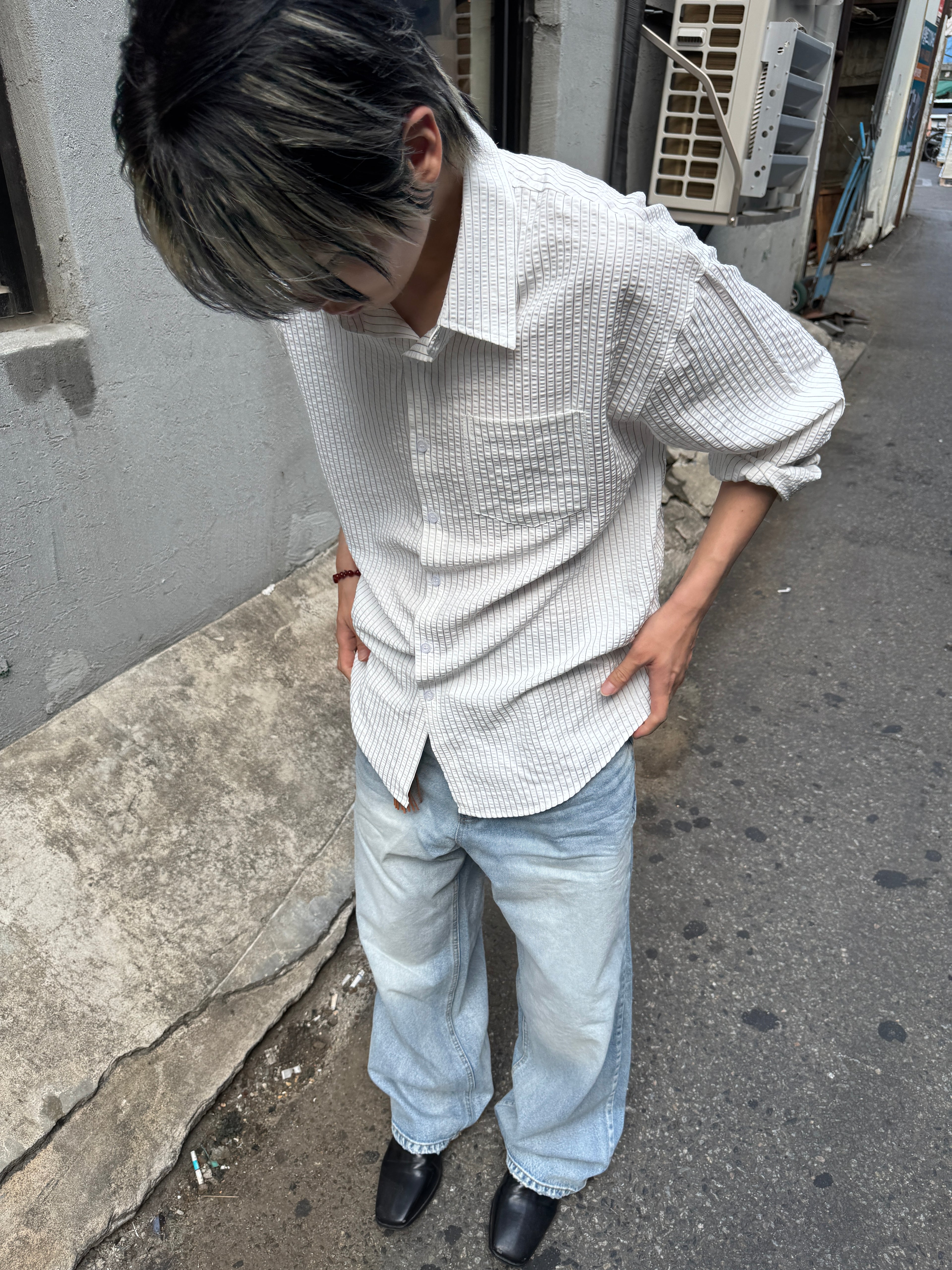 Textured Stripe Seersucker Shirt