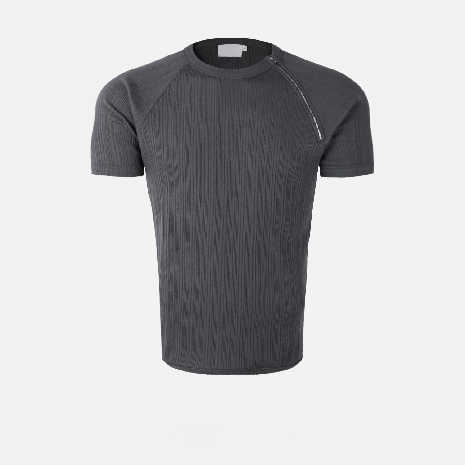 Side-Zip Ribbed Short Sleeve Knit Top