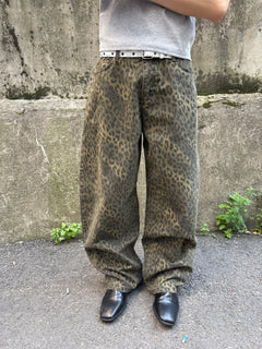 Washed Leopard Wide Cotton Pants