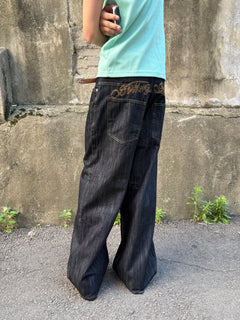 Script-Embroidered Selvedge Jeans