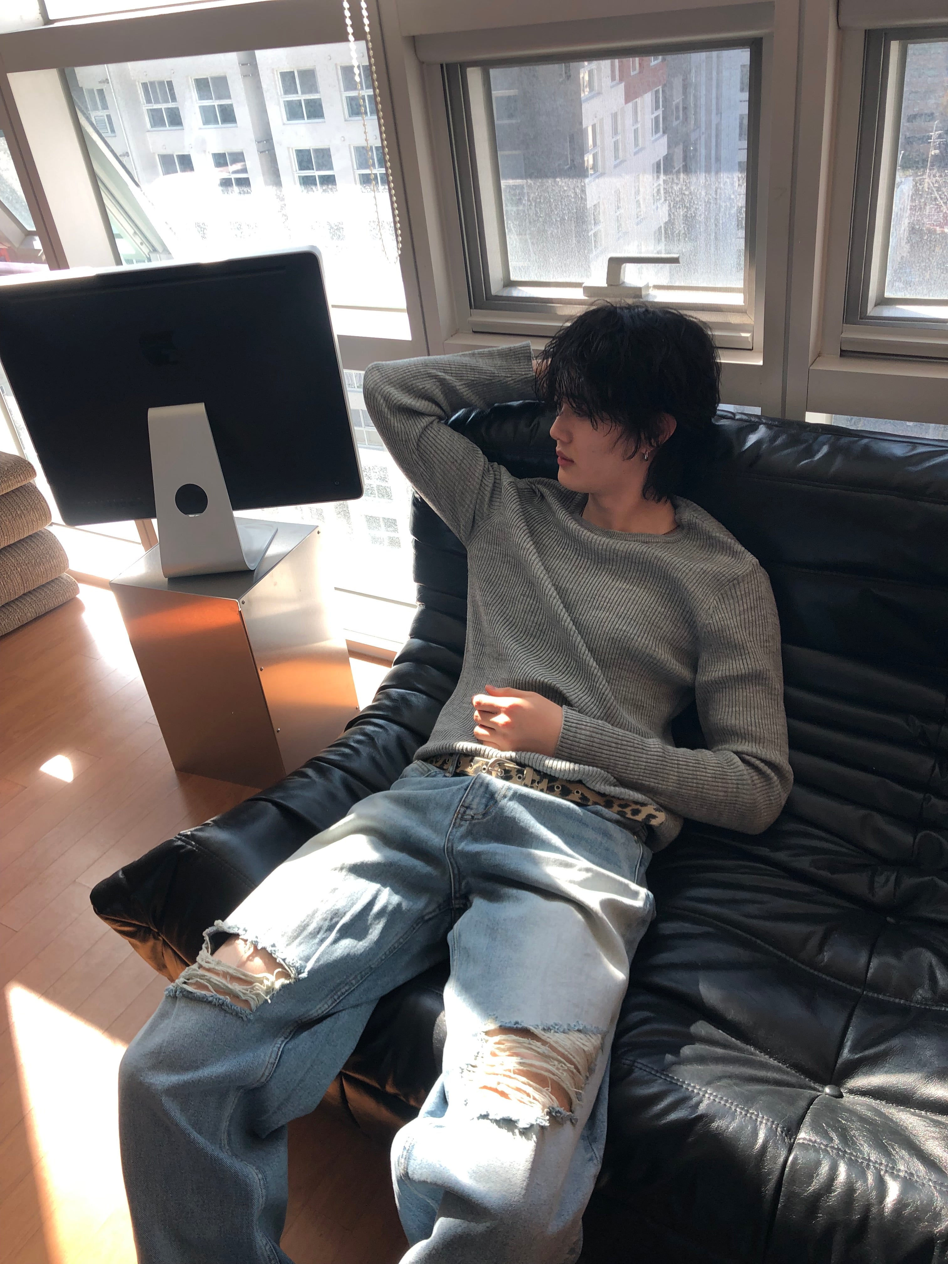 Ribbed Wool‑Blend Knit Sweater