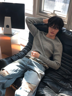 Ribbed Wool‑Blend Knit Sweater