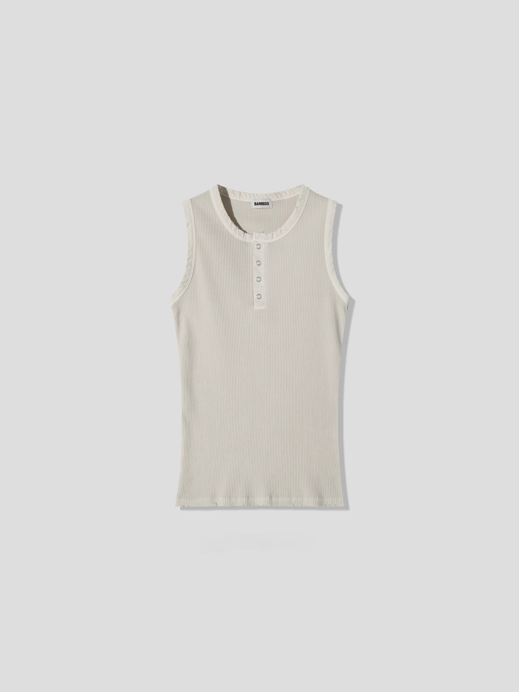 Pigment-Washed Ribbed Henley Tank Top