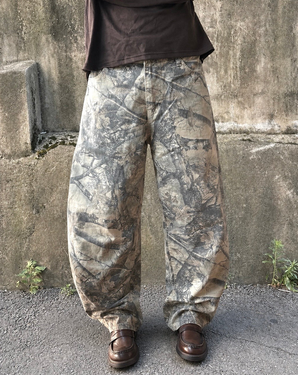 Washed Forest-Camo Balloon Pants