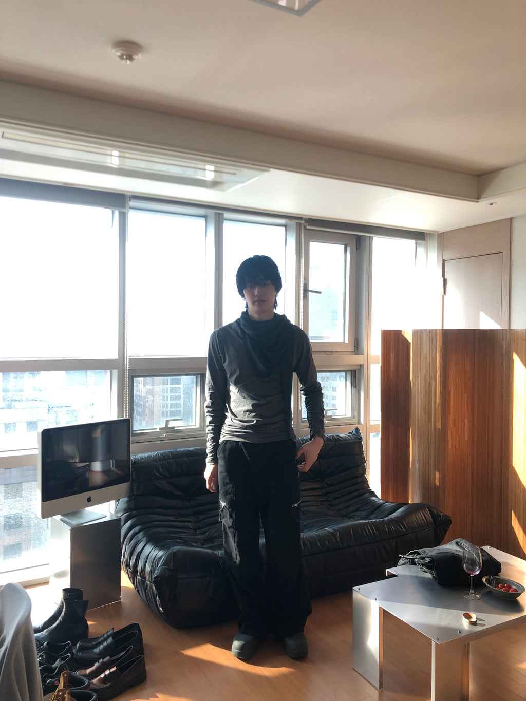 Soft Shirring Long Sleeve Top