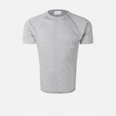 Side-Zip Ribbed Short Sleeve Knit Top