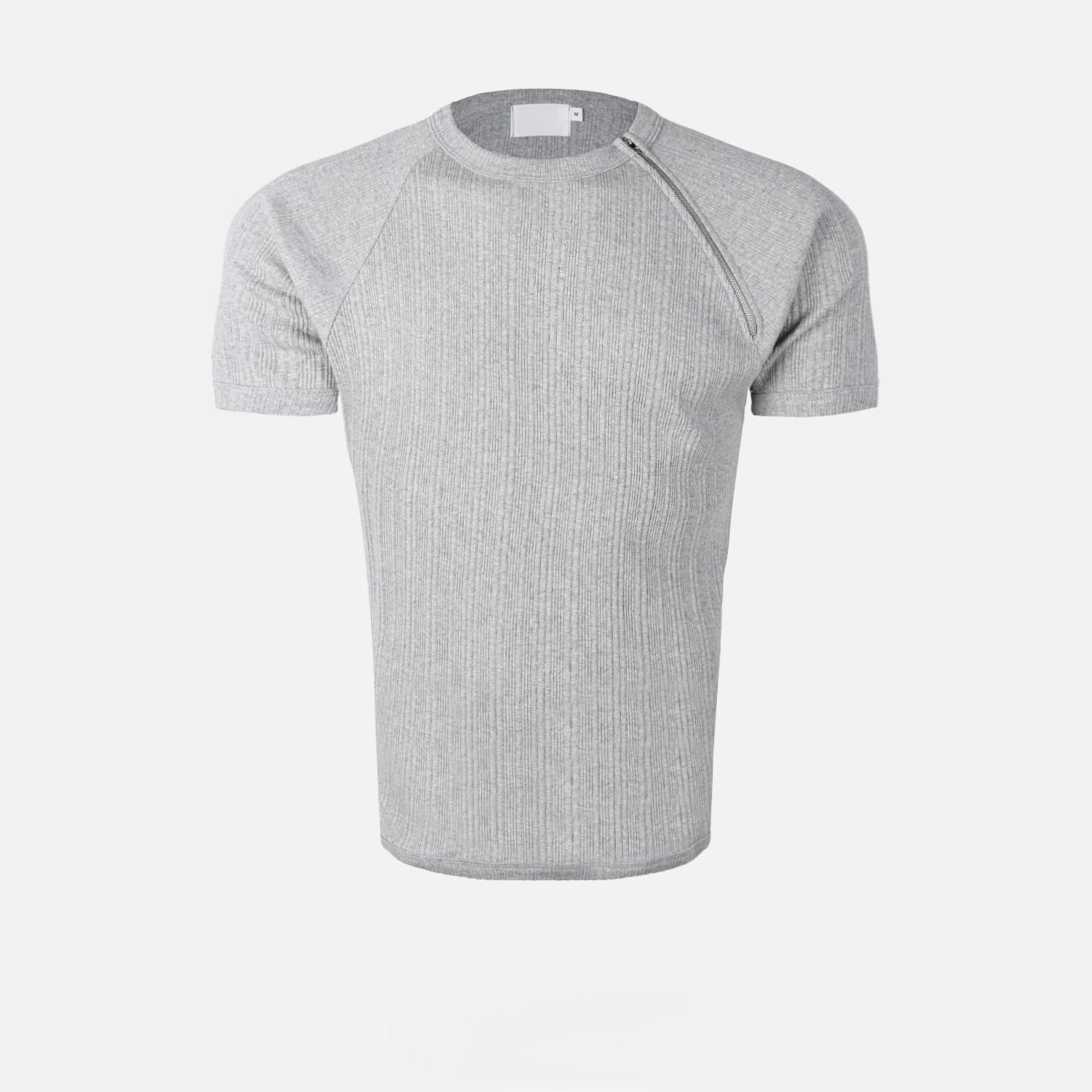 Side-Zip Ribbed Short Sleeve Knit Top