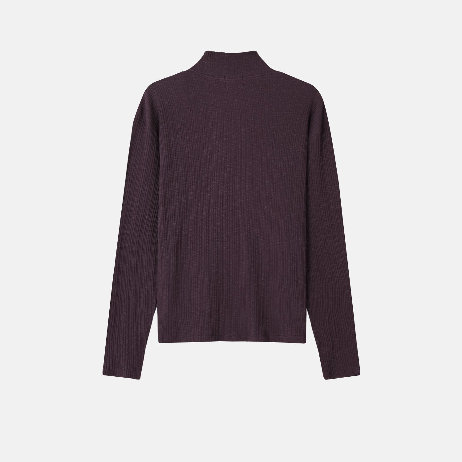 Ribbed Mock-Neck Zip Knit Top