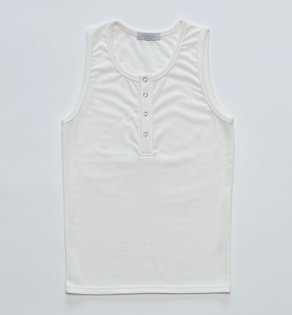 Ring-Button Henley Tank Top