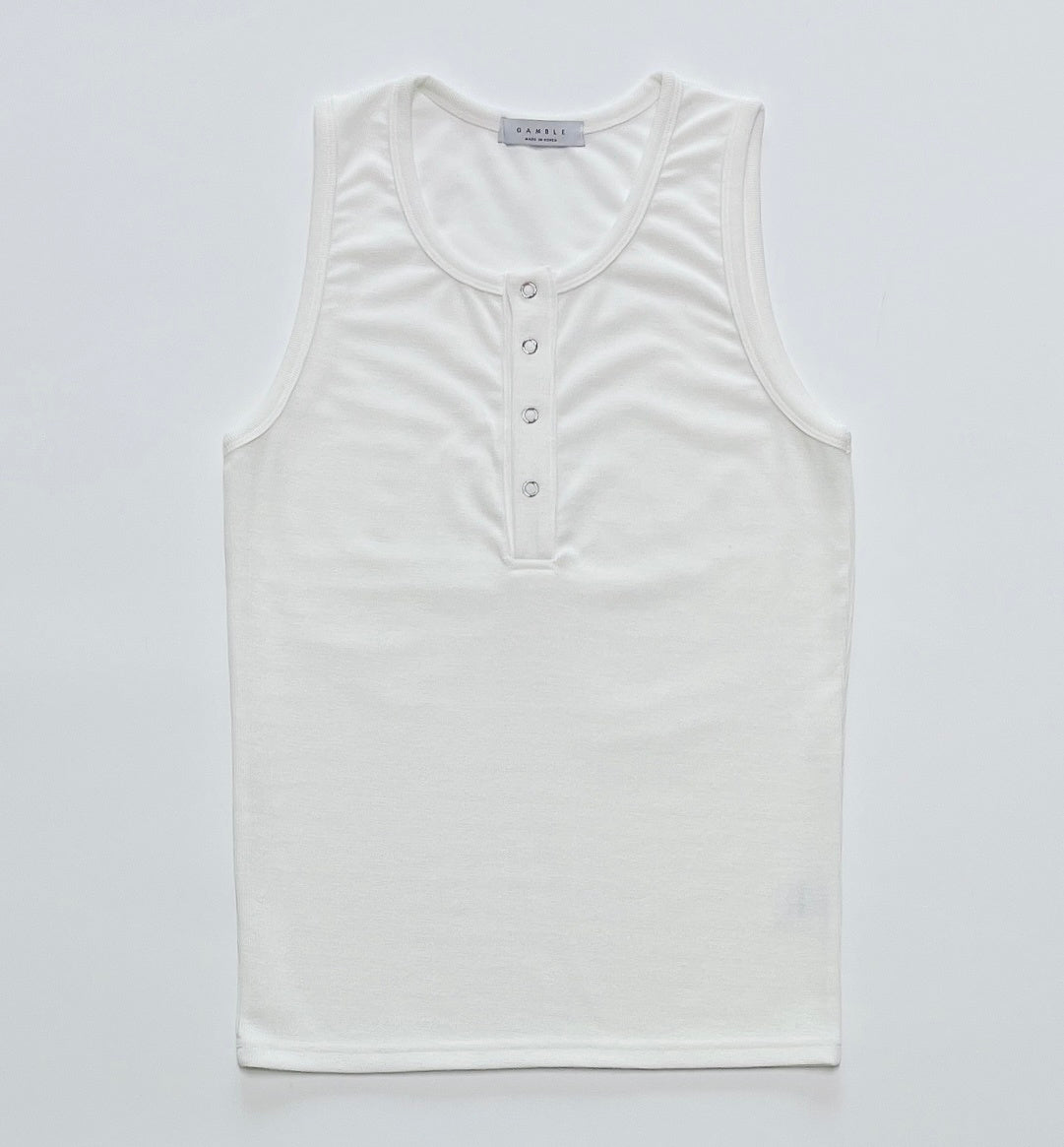 Ring-Button Henley Tank Top