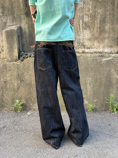 Script-Embroidered Selvedge Jeans