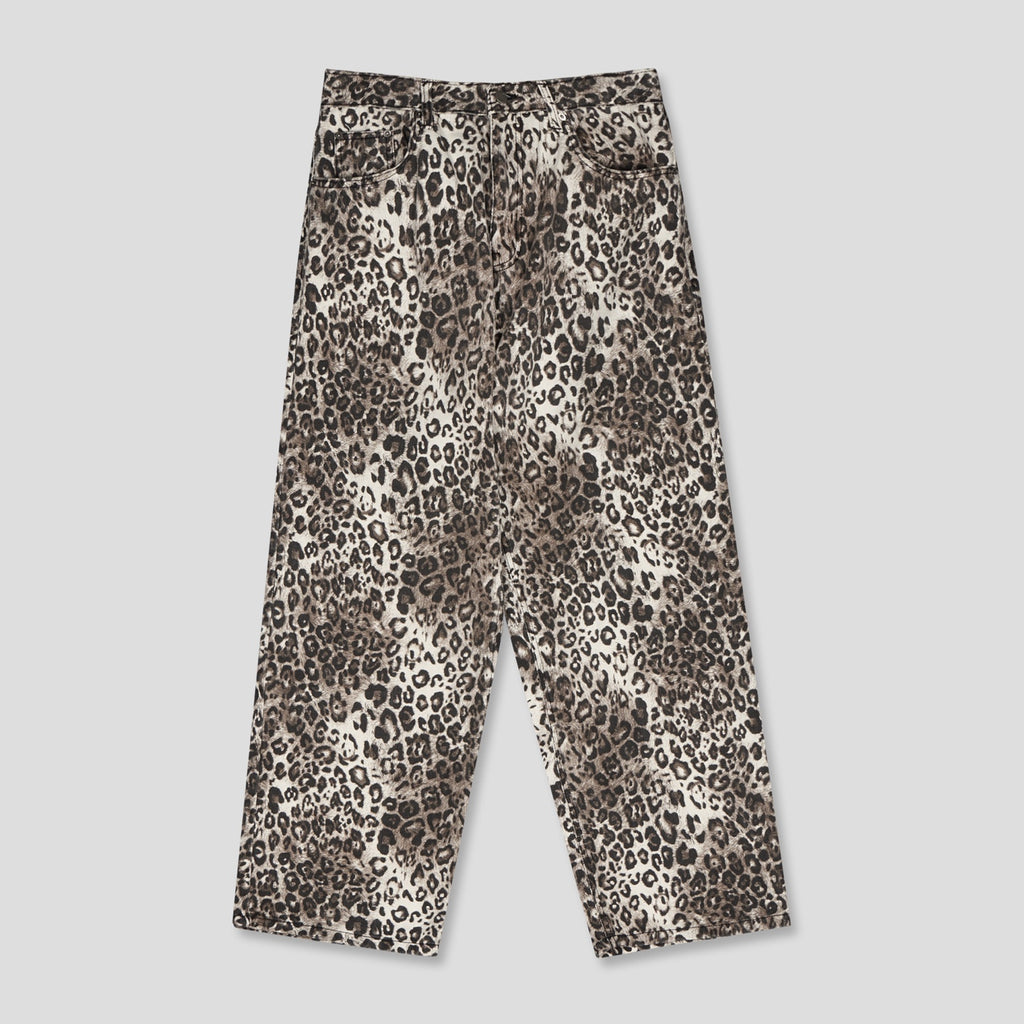 Washed Leopard Wide Cotton Pants