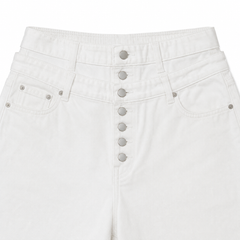 Button-Fly Layered Wide Cotton Pants