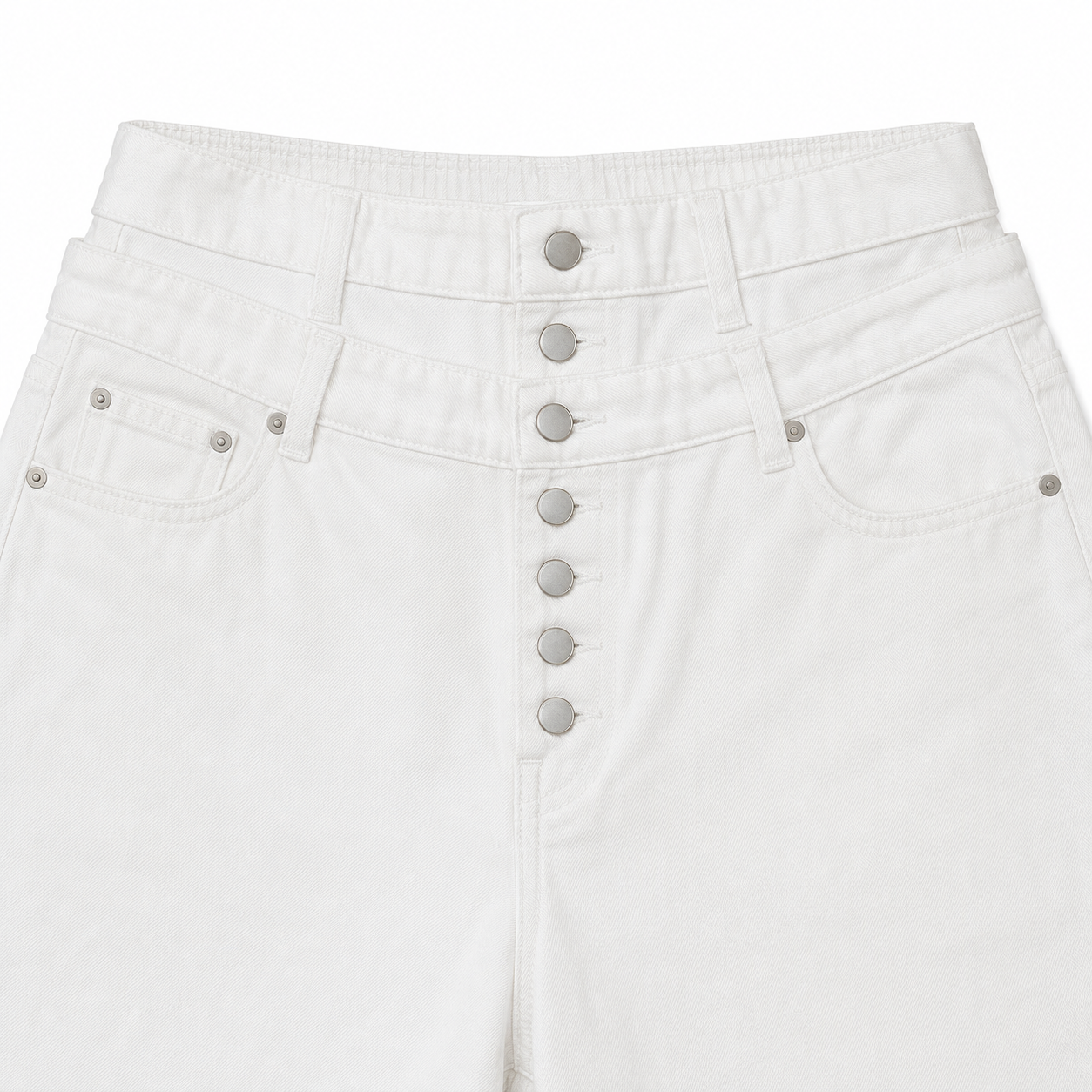 Button-Fly Layered Wide Cotton Pants