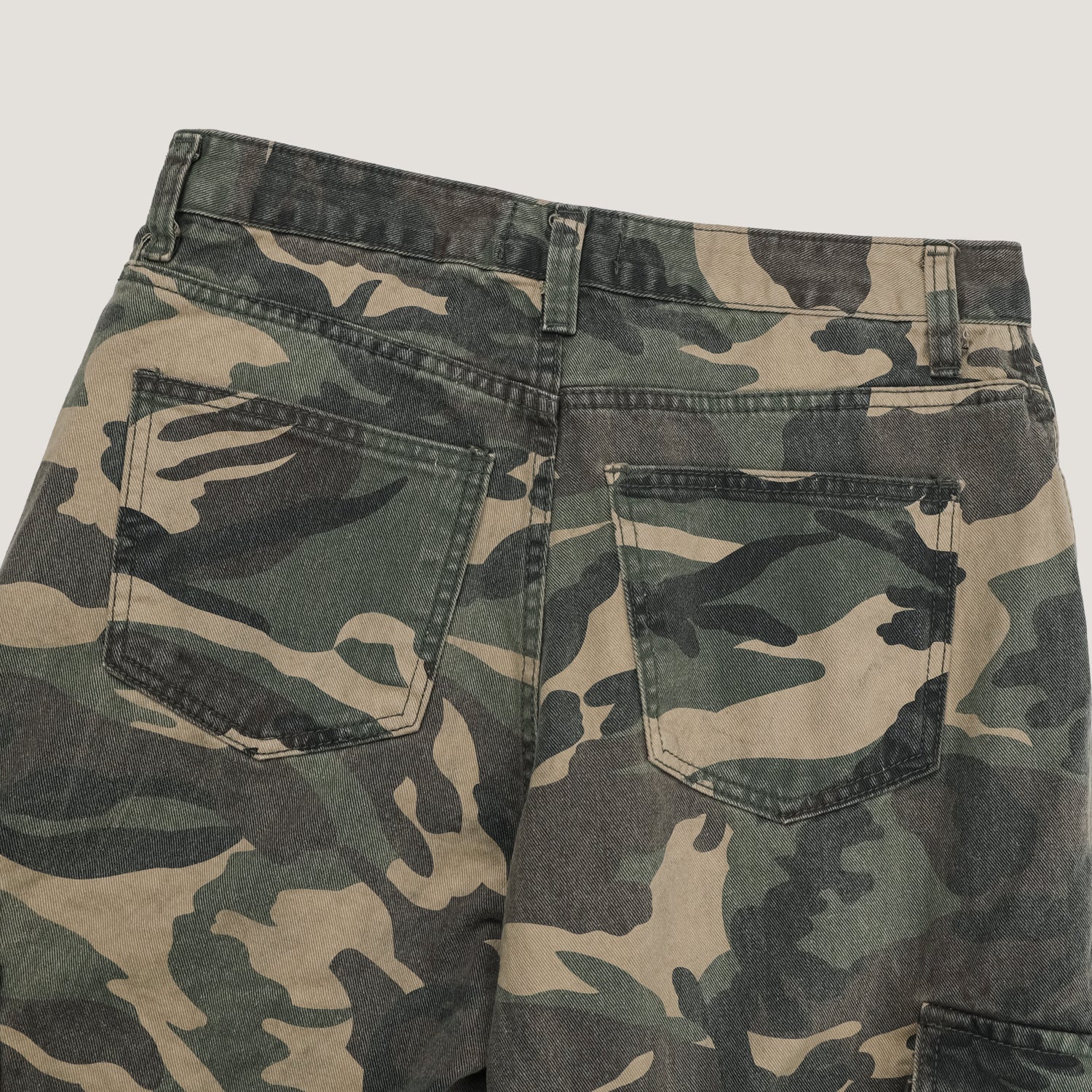 Washed Camo Panel Cargo Pants