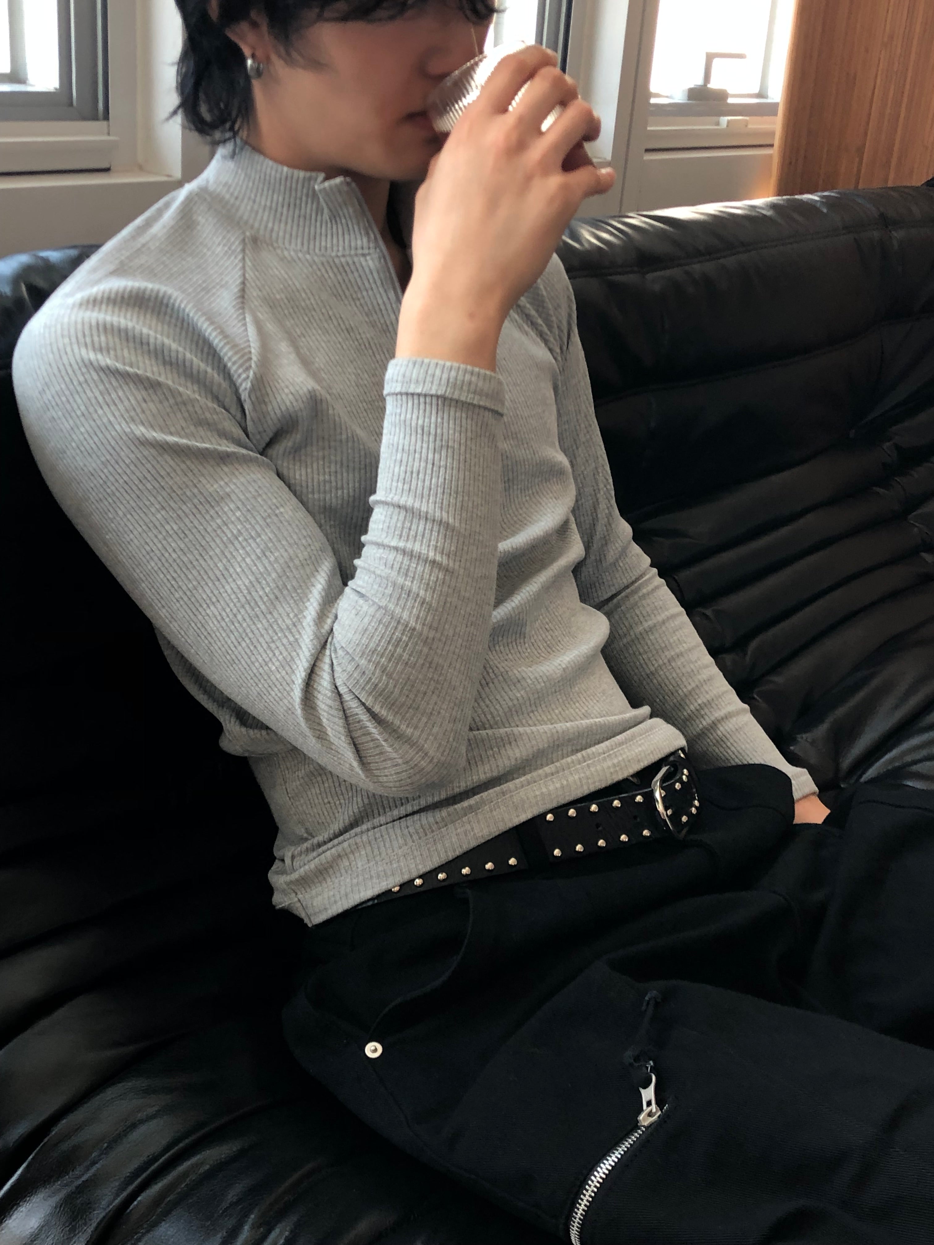 Ribbed Half‑Zip Muscle Top