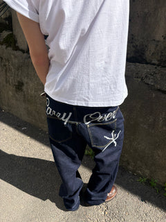 Carry Over Embroidery Wide Denim Pants