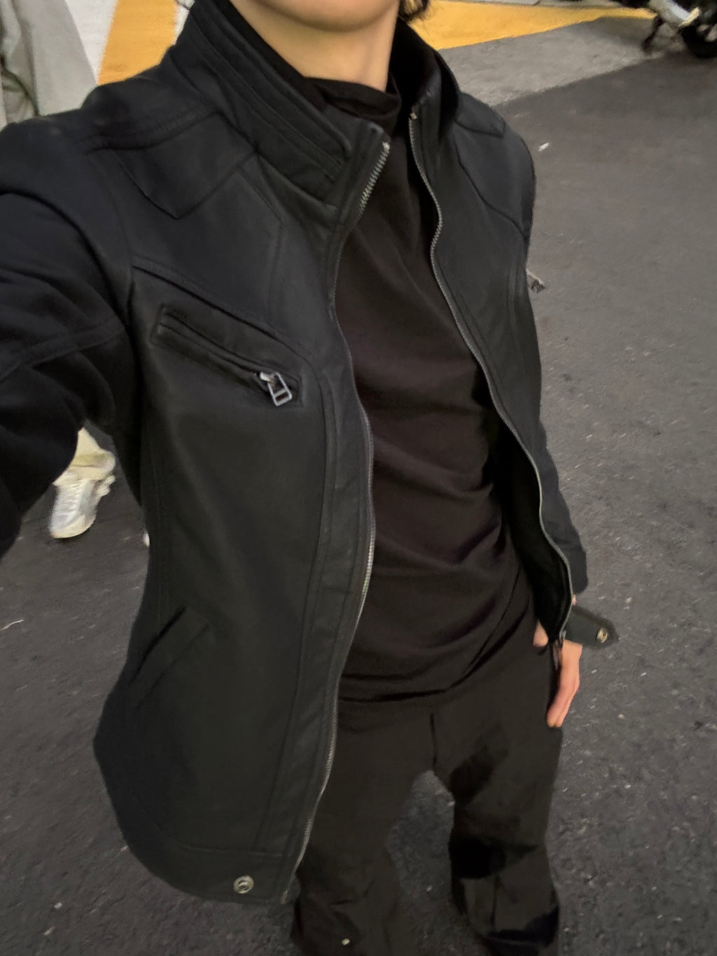 Y2k began leather biker jacket