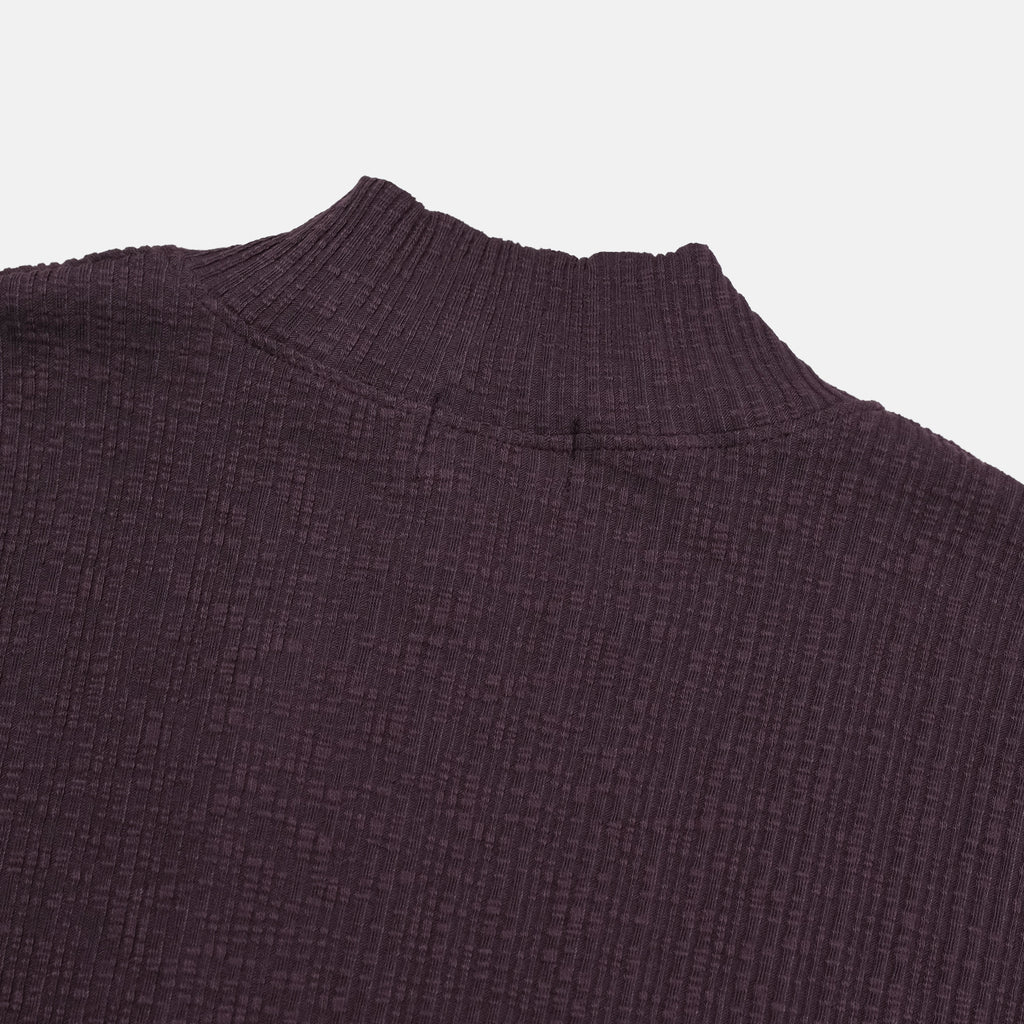 Ribbed Mock-Neck Zip Knit Top