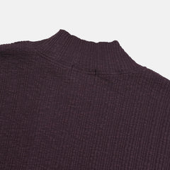 Ribbed Mock-Neck Zip Knit Top