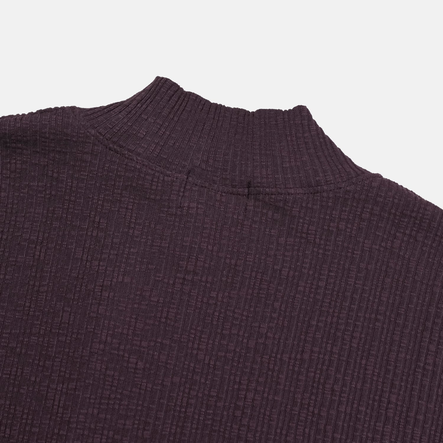 Ribbed Mock-Neck Zip Knit Top