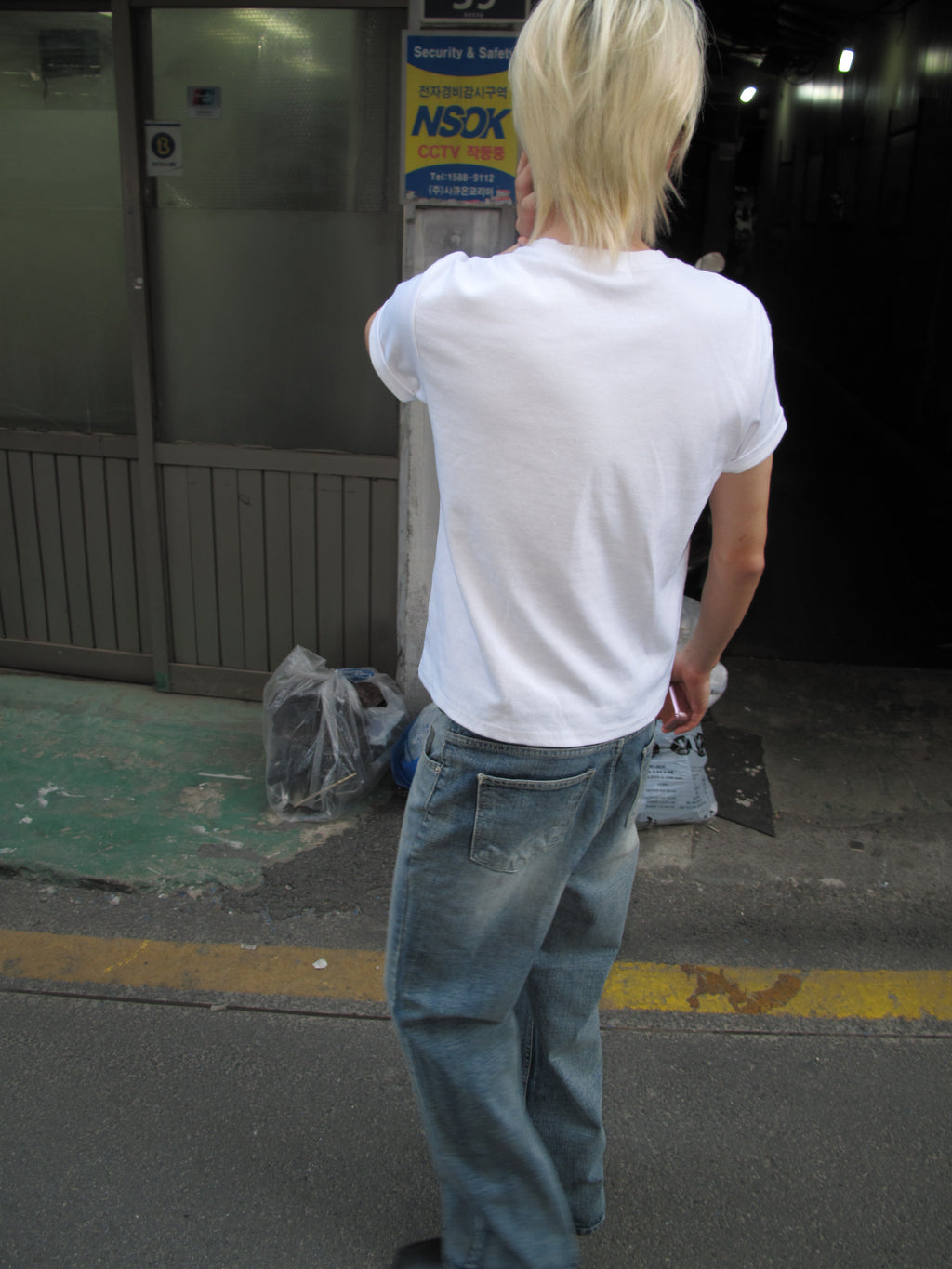 Brushed Mid-Wash Flare Denim Pants